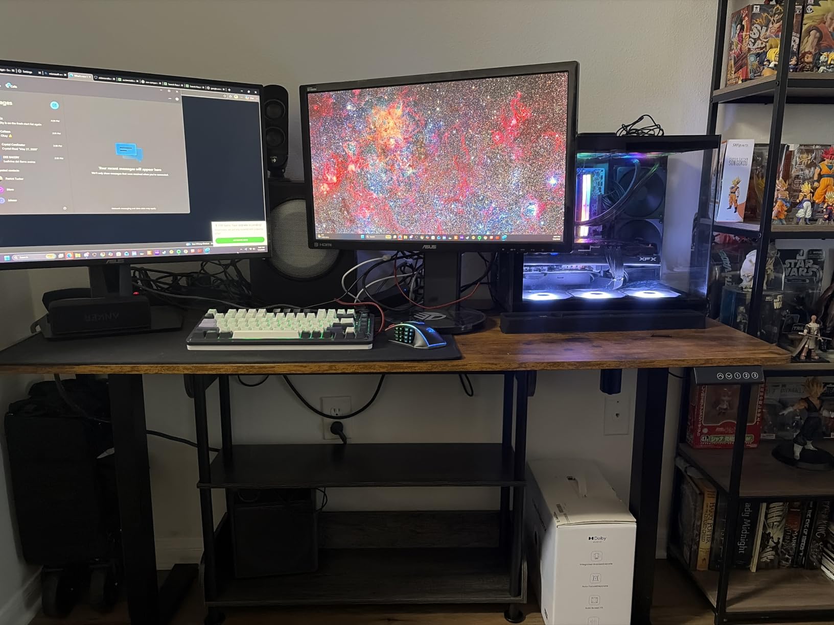 Veken 55 Inch Large Electric Standing Desk, Gaming Table, White customer photo 1