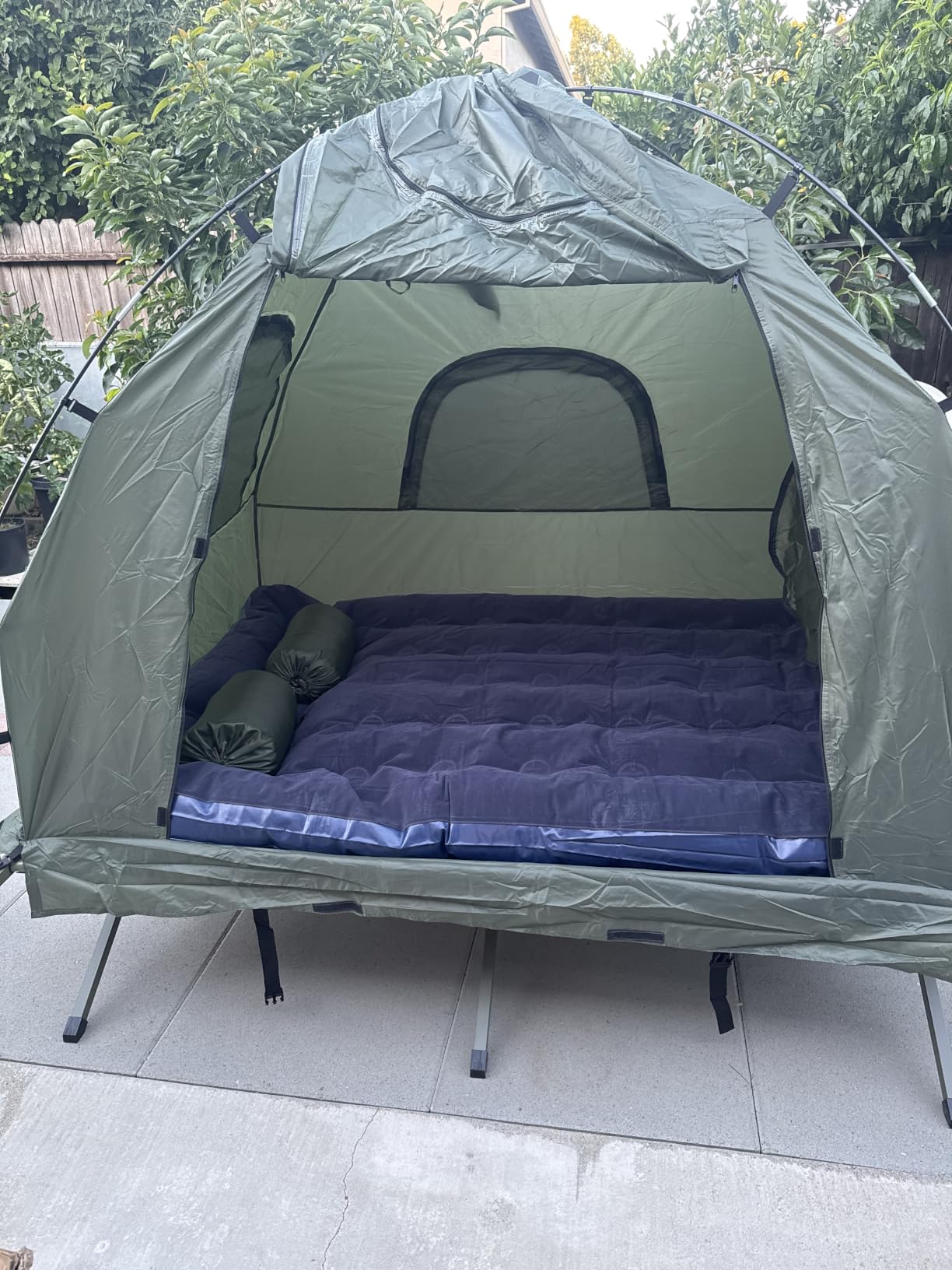 LDAILY Camping Tent Cot, 5 in 1 Off Ground Elevated Tent with Air Mattress, Sleeping Bag & Pillow, Folding Camping Cot Combo with Carrying Bag for Outdoor Hiking, RV, Picnic, Field Backyard (1 Person) customer photo 1