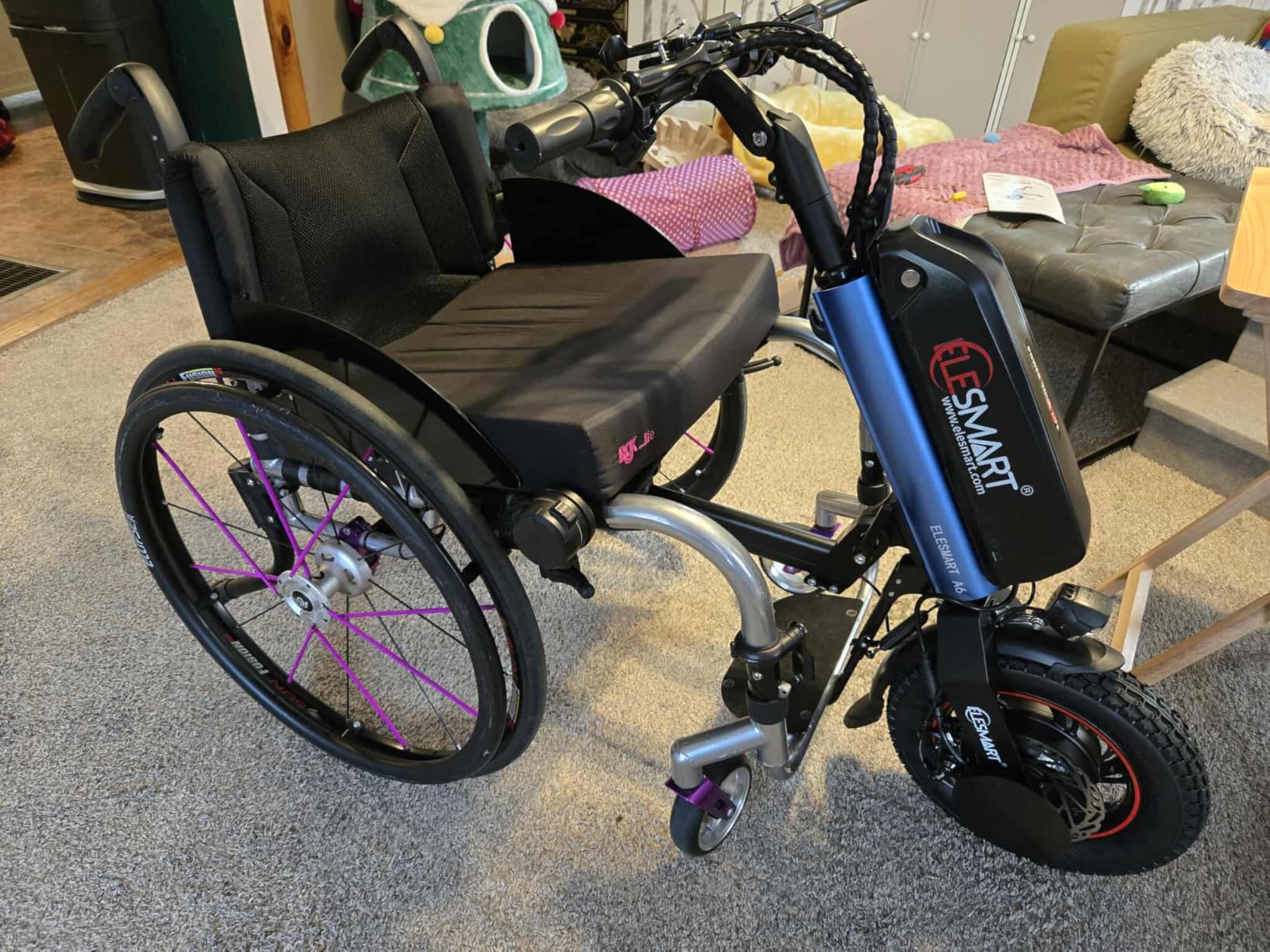 A6 Electric Handcycle Wheelchair Power Attachment, 7.8 Ah, Blue customer photo 1
