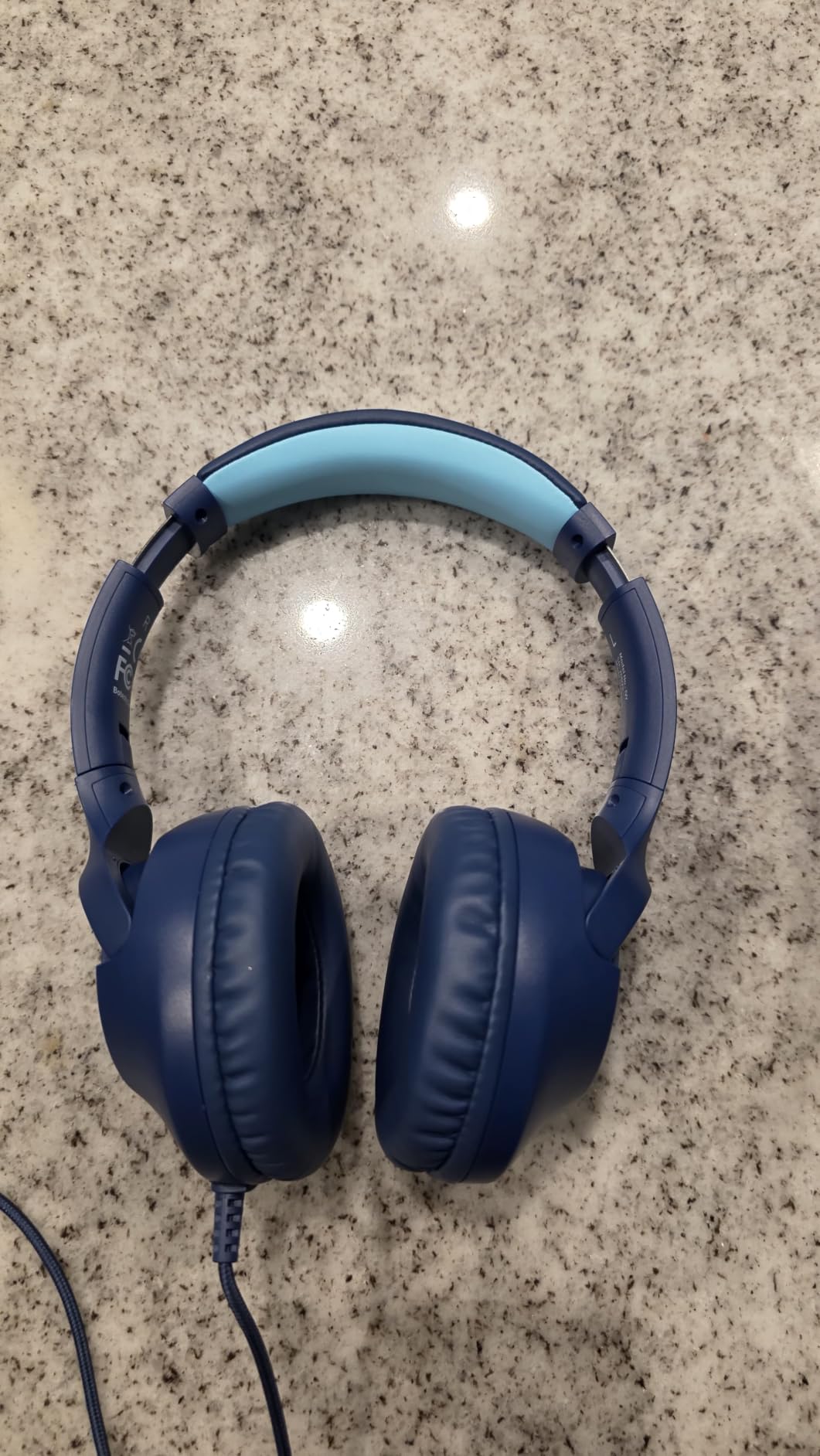 Kids Headphones Wired for School, 3.5mm Safe Volume Limited with Mic, Navy customer photo 1