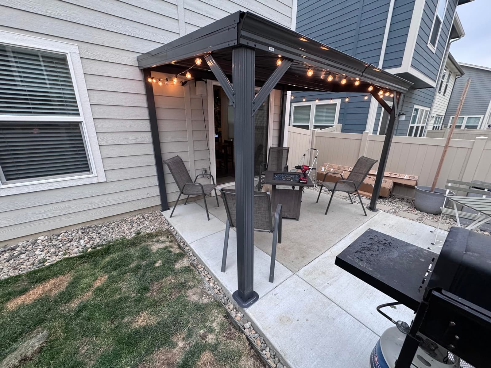 Domi 12' x 20' Lean to Gazebo Outdoor Wall Mounted Gazebo Pergola, Grey customer photo 2