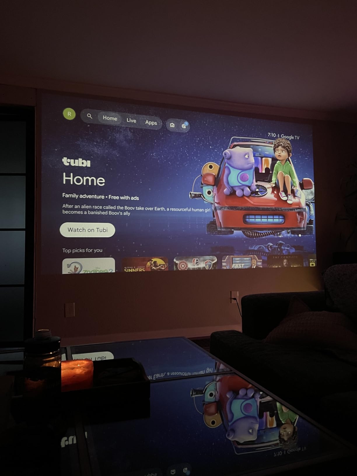 【Official Licensed Google TV】4K Smart Projector with WiFi and Bluetooth, VOPLLS Outdoor Projectors with Dolby/Auto Focus, Portable Movie Phone Wireless Gaming Wifi Proyector for Bedroom/Home/Ceilling customer photo 1