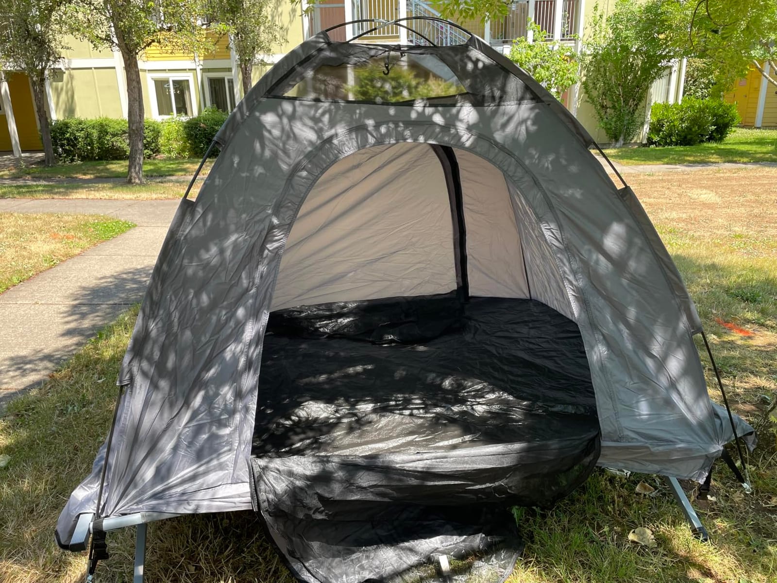 GYMAX 2-Person Tent Cot, 3 in 1 Folding Off-Ground Cot Bed Combo with Portable Wheeled Bag, Waterproof Rainfly, 2 Mesh Doors & Skylight Roof for Hiking, Backpacking, Outdoor customer photo 1