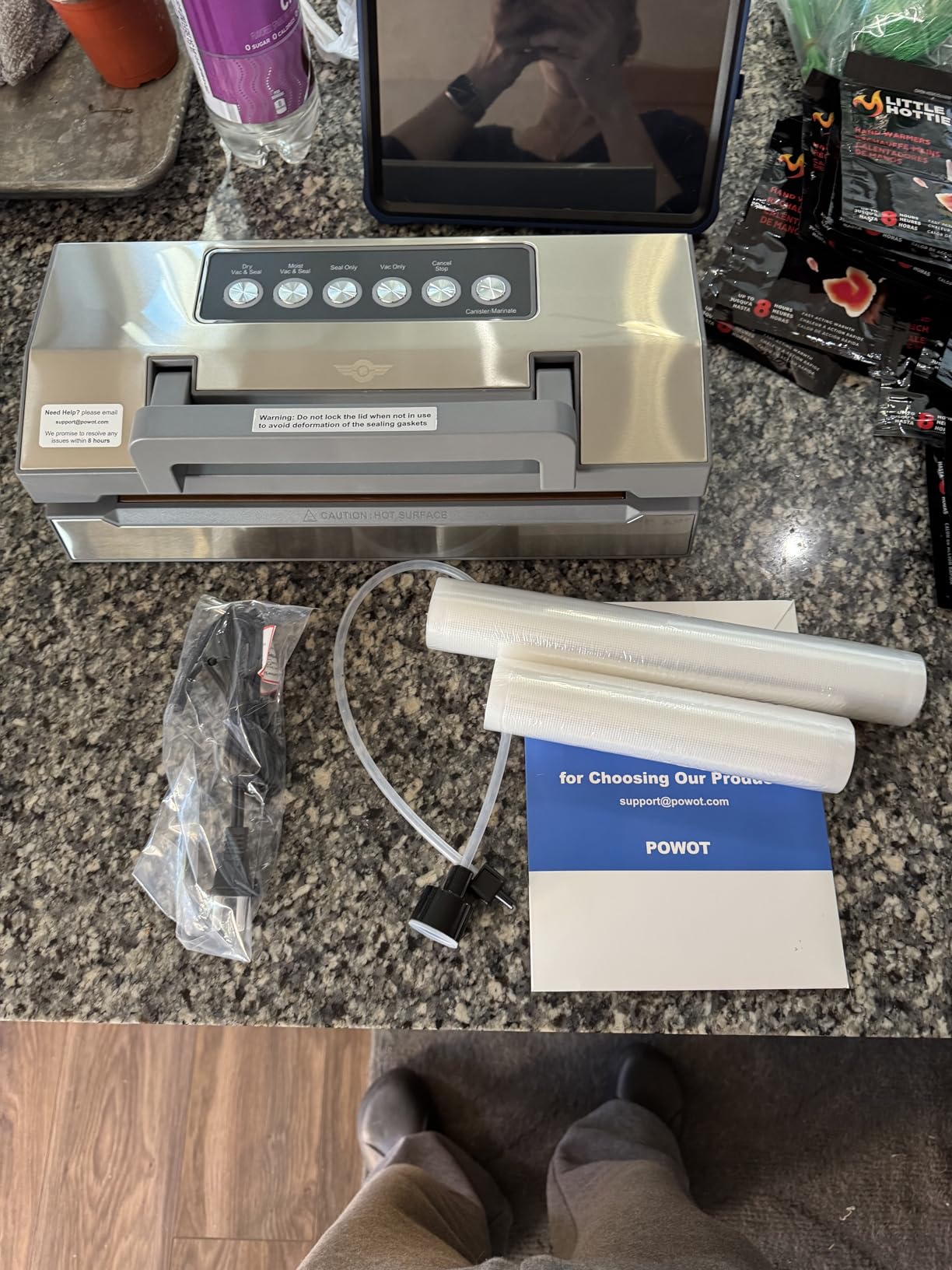 Precision Vacuum Sealer For Food, POWOT Fully Automatic Vacuum Sealing System, Commercial Food Vacuum Saver Pro, Double Heat Seal, Easy-Lock Handle, Built-in Cutter&Bag Storage, Hose&Bag Rolls customer photo 1