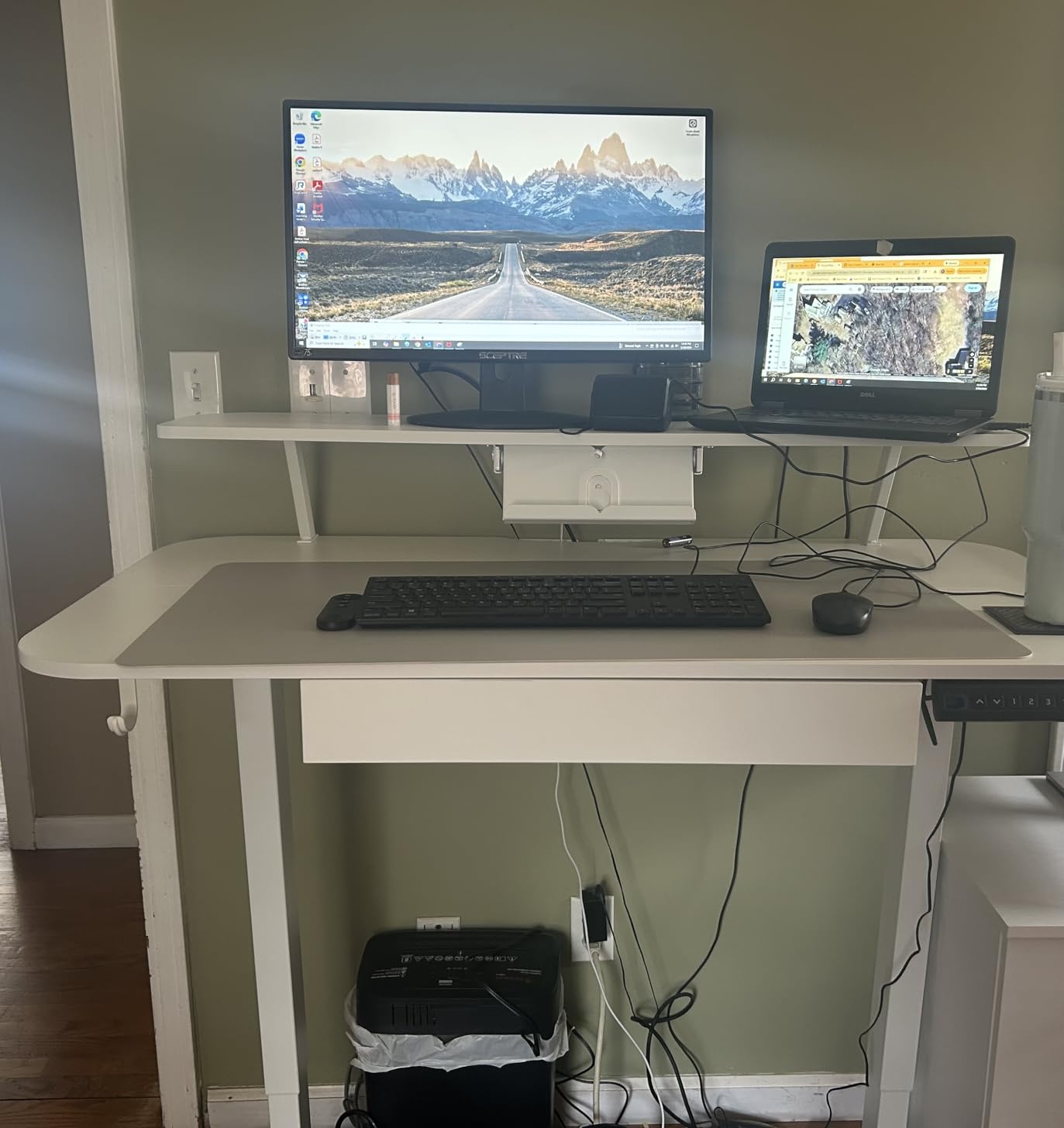 GTPLAYER Electric Standing Desk with Drawers, 48 x 24 Inches Height Adjustable Computer Desk with Monitor Stand, Laptop Stand, Sit Stand up Desk with Memory Preset for Home, Office, White customer photo 1