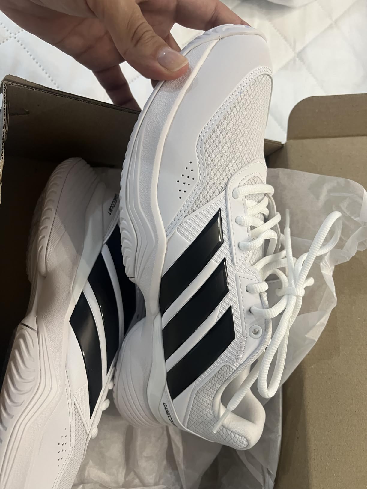 adidas Mens Gamecourt 3 All Court Sneakers Shoes - White customer photo 1