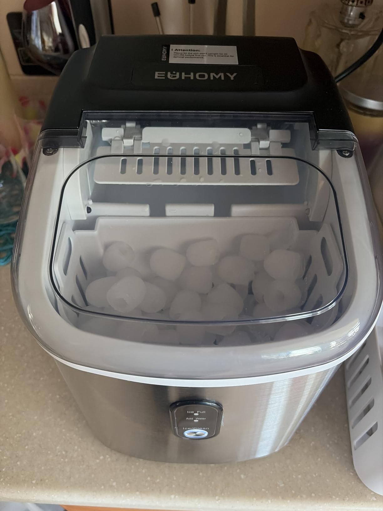EUHOMY Nugget Ice Maker Countertop with Handle, 38lbs Daily Sonic Ice customer photo 1
