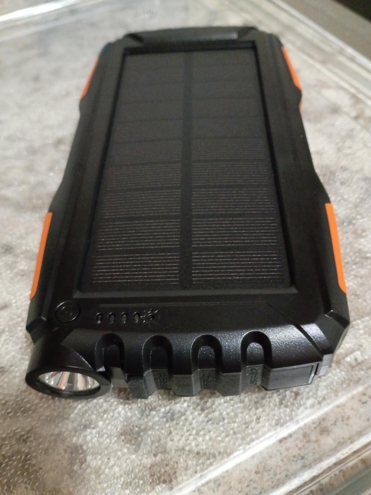 Mregb Solar Charger Power Bank 42800mAh, Portable Charger, Solar Power Bank,External Battery Pack 5V3.1A Qc 3.0 Fast Charger Built-in Super Bright Flashlight (Orange) customer photo 2
