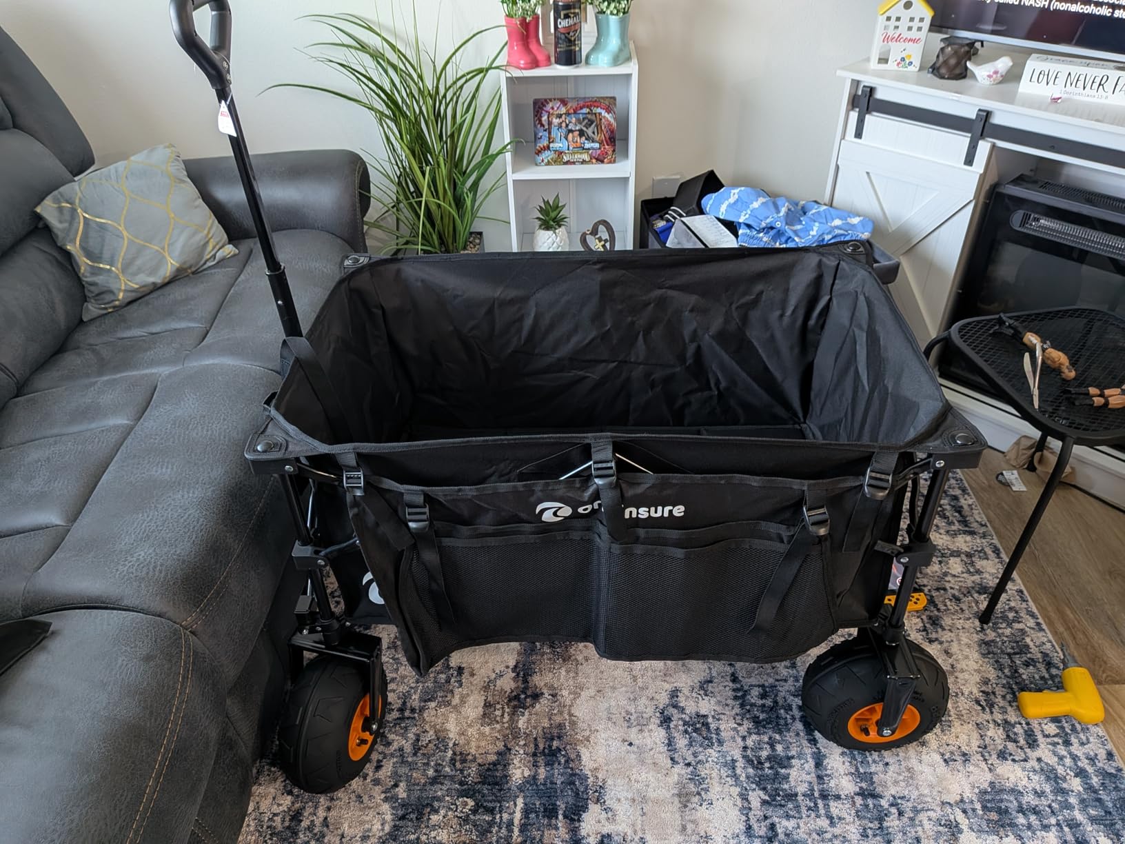 Originsure 220L Collapsible Beach Wagon with Balloon Wheels, 460lbs, Black customer photo 2