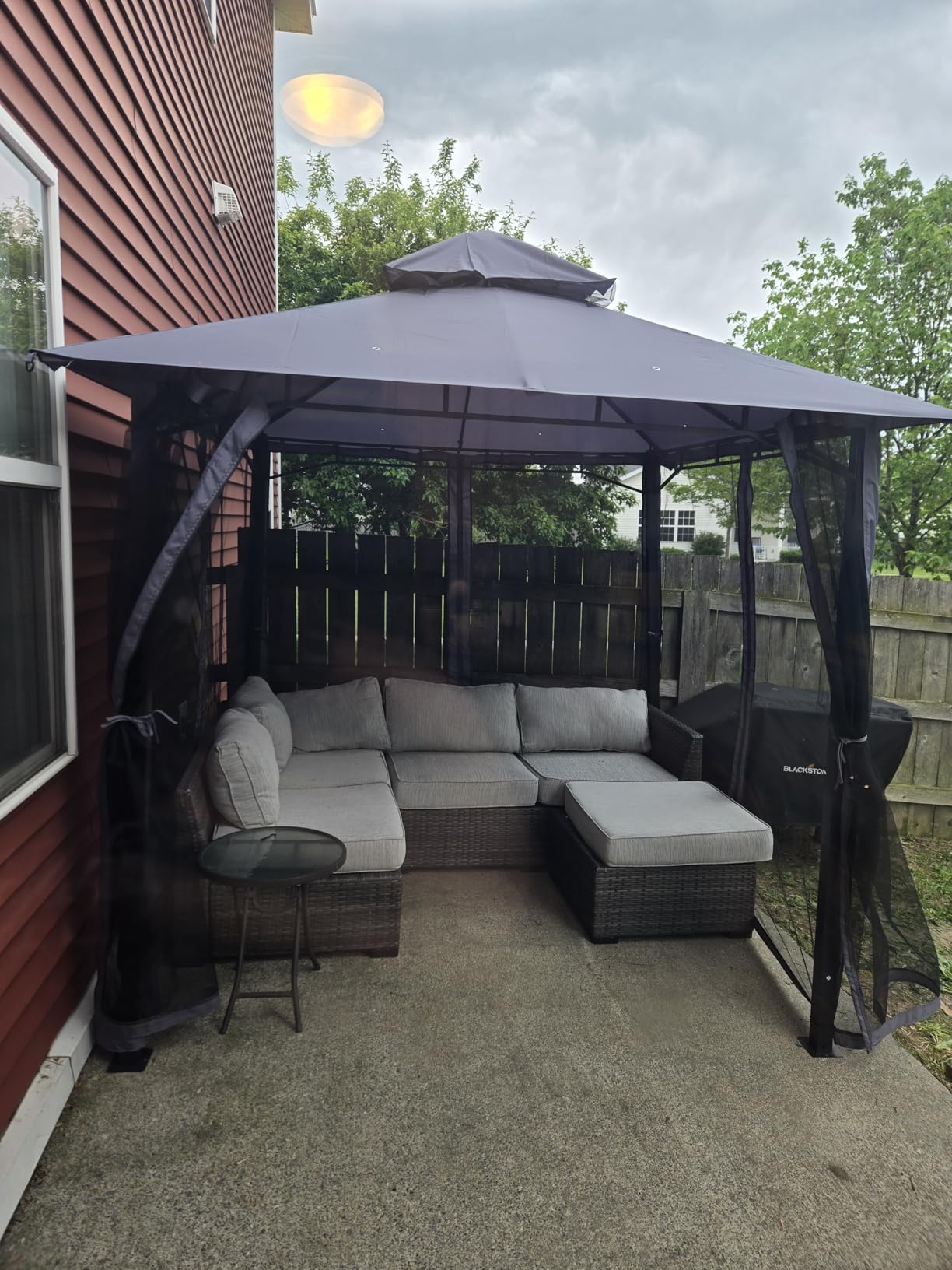 Aoxun 12x10 Outdoor Gazebo with Mosquito Netting & Double Roof, Gray customer photo 2