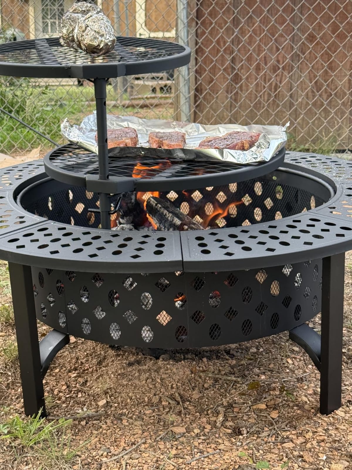 OutVue 42 Inch Smokeless Fire Pit with 2 Grills, Large Firepits for Outside customer photo 1
