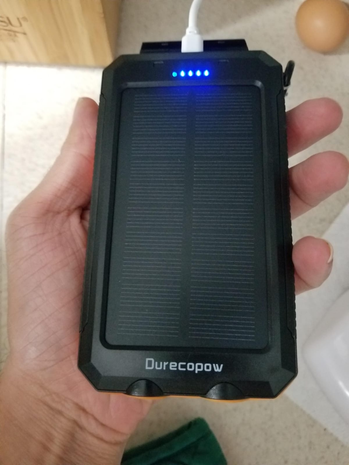 Durecopow Solar Charger Power Bank 20,000mAh, Portable Charger, 4 Cables 3 Ports Fast Charging External Battery Pack with USB C for Cell Phones, Solar Panel Charger with Dual Flashlight for Camping customer photo 1