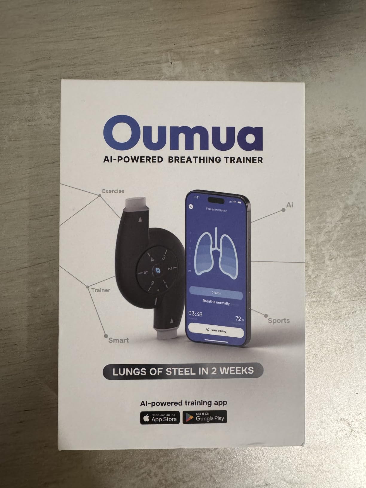 Oumua Smart Breathing Trainer with App, AI Guided Breath Workout with 6 Resistance Levels, Build Stamina and Breath Control for Running, Swimming, Singing and Relaxation (Black) customer photo 1
