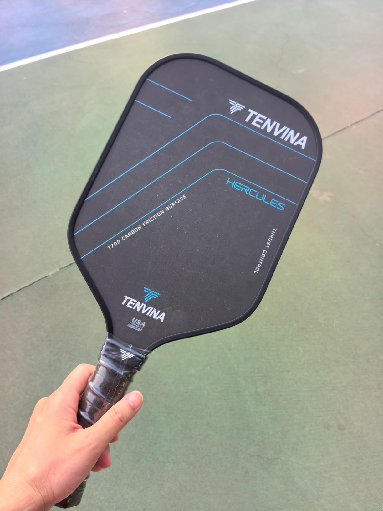 TENVINA Pickleball Paddles, Multi-Layer T700SC Textured Carbon Fiber Pickleball Paddle, Pickle Ball Paddle USAPA Approved with Strong Spin & Power, 4-Types of Shapes and Thicknesses customer photo 2