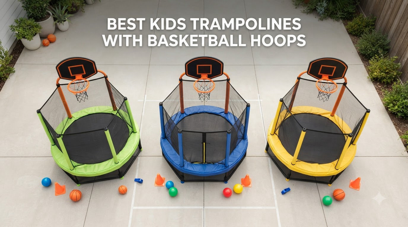 best kids trampolines with basketball hoops