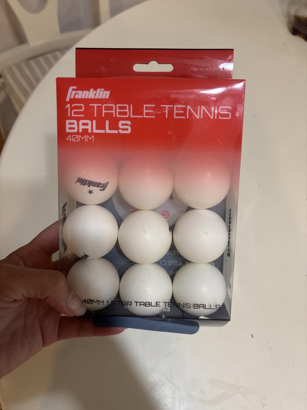 Franklin Sports 1 Star Table Tennis Balls (Pack of 12), 40 mm customer photo 1