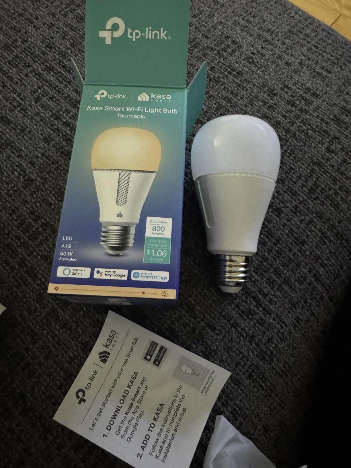 Kasa Smart Light Bulb KL110, LED Wi-Fi smart bulb works with Alexa and Google Home, A19 Dimmable, 2.4Ghz, No Hub Required, 800LM Soft White (2700K), 9W (60W Equivalent) customer photo 2