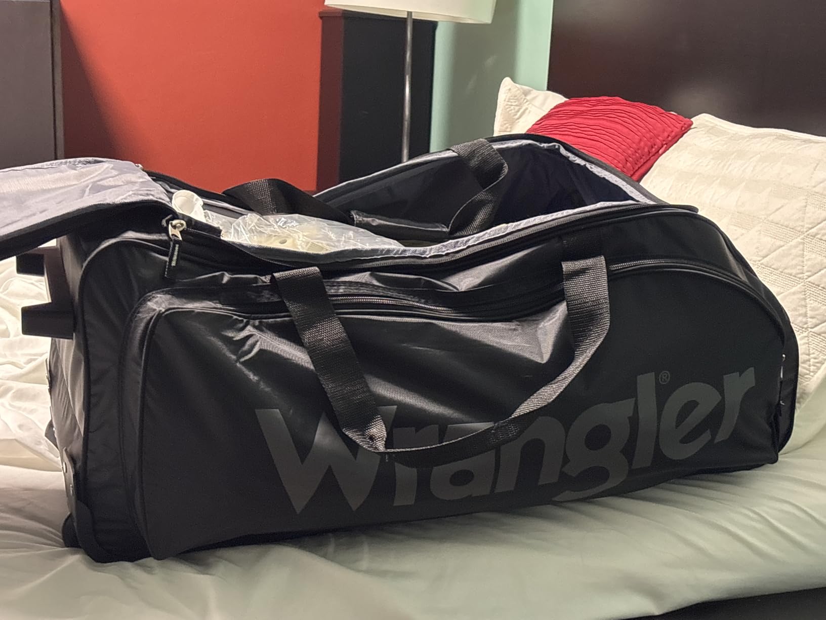 Wrangler Wesley Rolling Duffel Bag, Navy Blue, Large 30-Inch customer photo 1