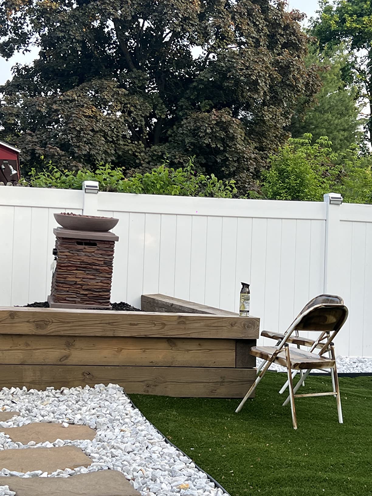 SUNBURY Outdoor Propane Fire Pit, Gas Fire Pit for Outside Patio, Stone Outdoor Fire Table Fire Column 40,000 BTU Propane Fire Tables Firepit Table w Lava Rocks, CSA Certified, Waterproof Cover customer photo 1