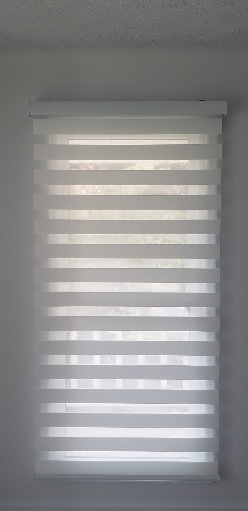 Graywind Motorized Zebra Sheer Blinds Compatible with Alexa Horizontal Light Filtering Window Shades Remote Roller Blinds with Valance for Smart Home and Office, Customized Size (Luxury Blue Grey) customer photo 2