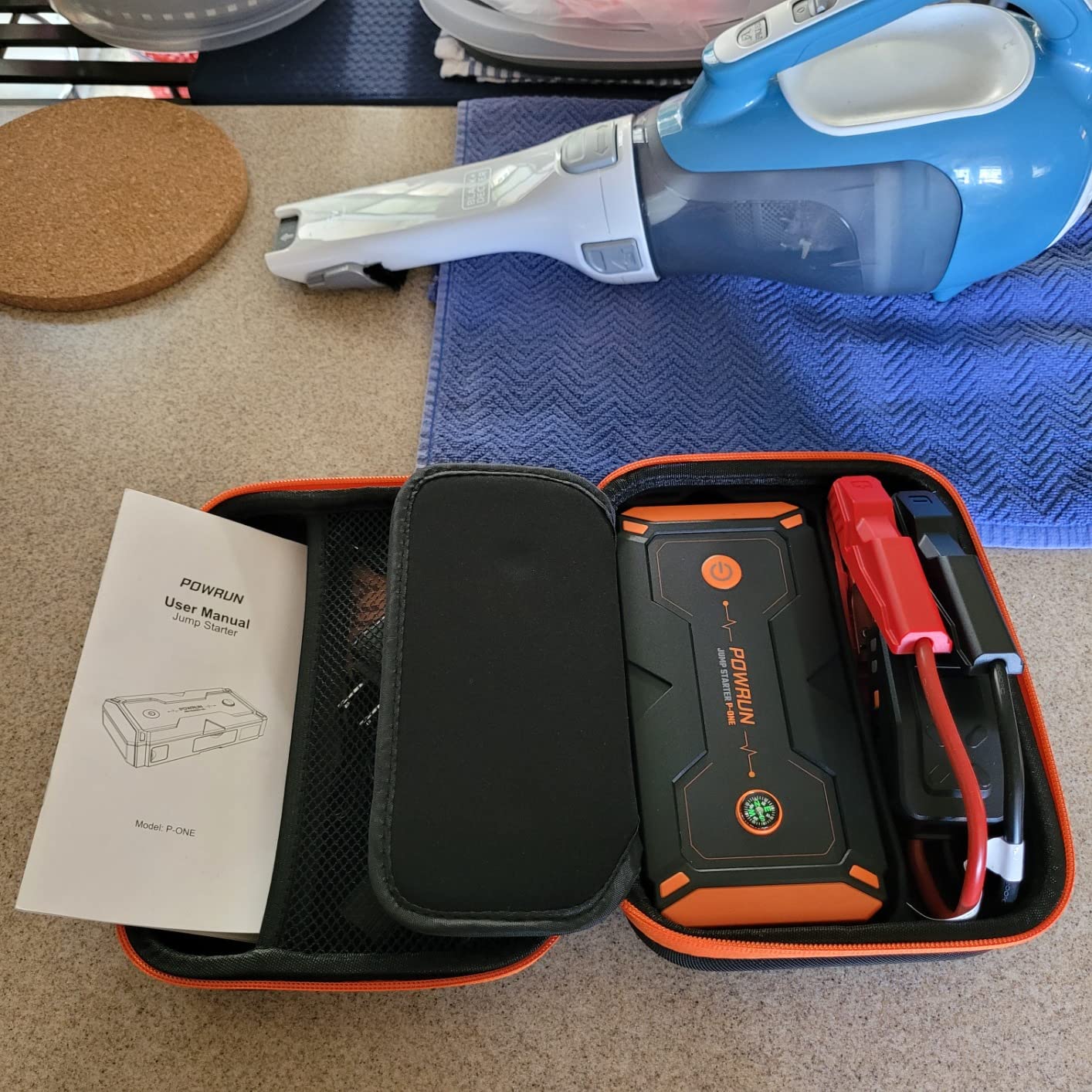 Powrun P-ONE Jump Starter, 2000A Portable Jump Box - Car Jump Starter Battery Pack for up to 8.0L Gas and 6.5L Diesel Engines, 12V Battery Jump Starter with Carry Case (Orange) customer photo 2
