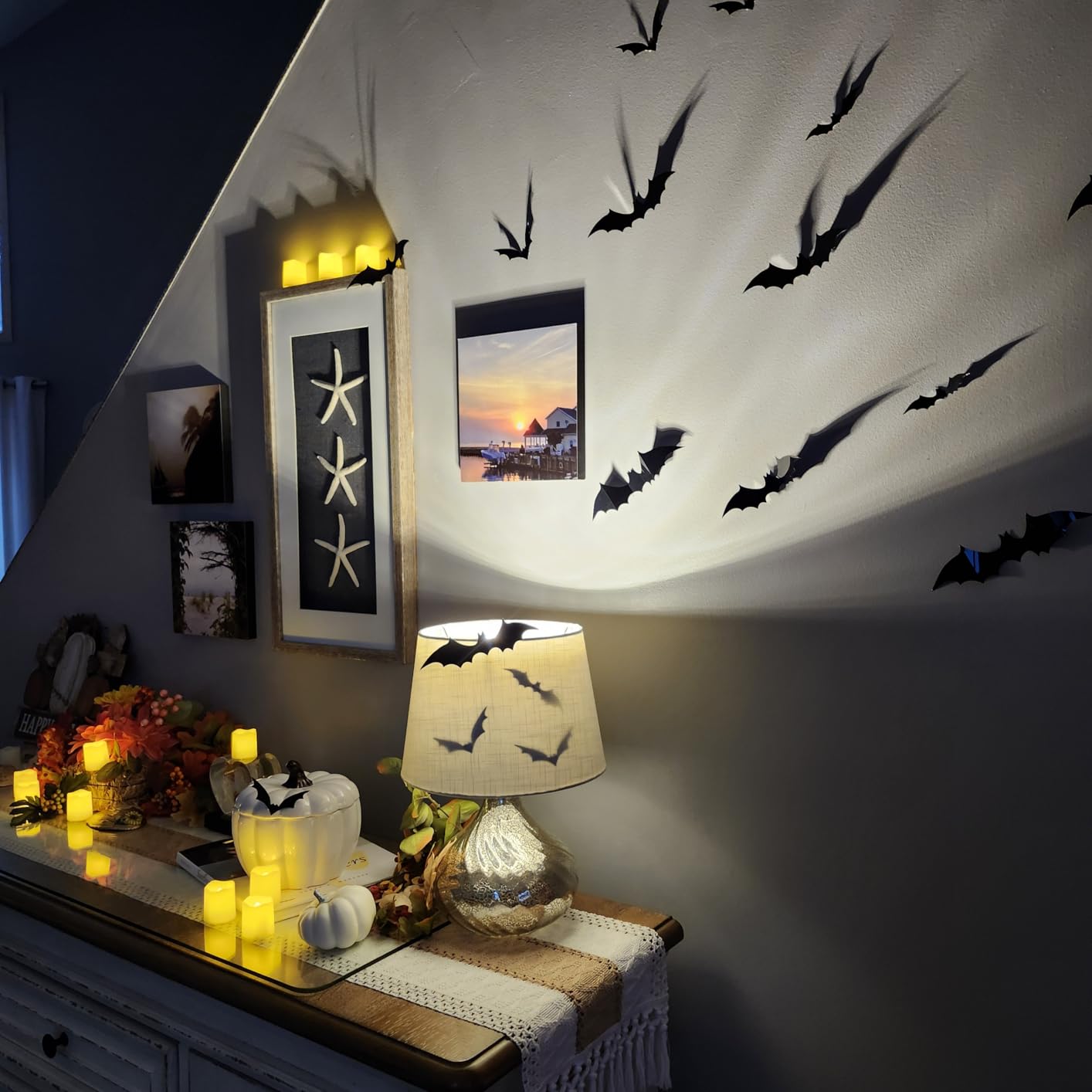 140Pcs 3D Bats Halloween Decorations Realistic PVC Wall Decor customer photo 2