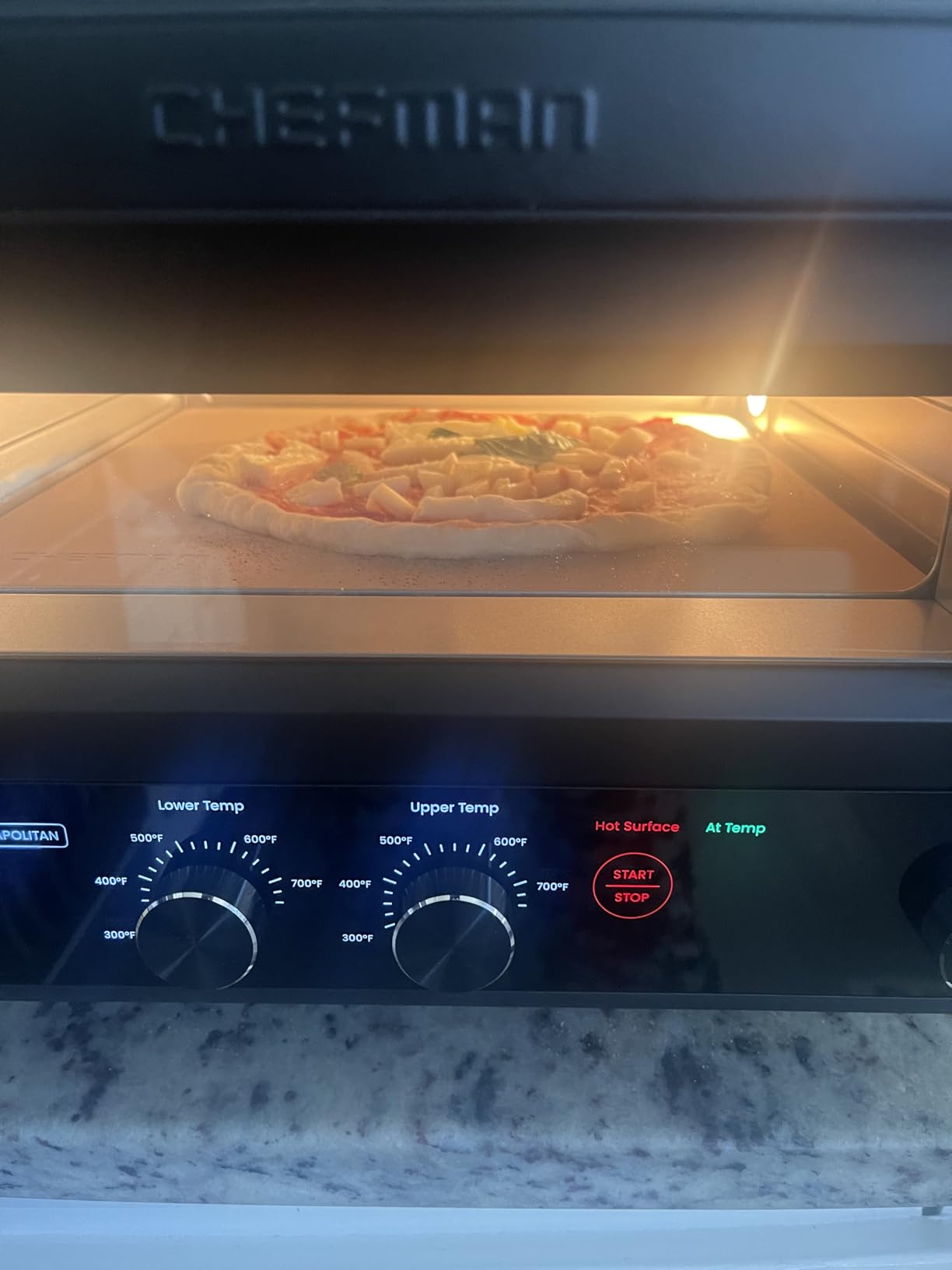 CHEFMAN Indoor Pizza Oven - Makes 12 Inch Pizzas in Minutes, Heats up to 800°F - Countertop Electric Pizza Maker with 5 Touchscreen Presets, Pizza Stone and Peel Included - Stainless Black customer photo 2