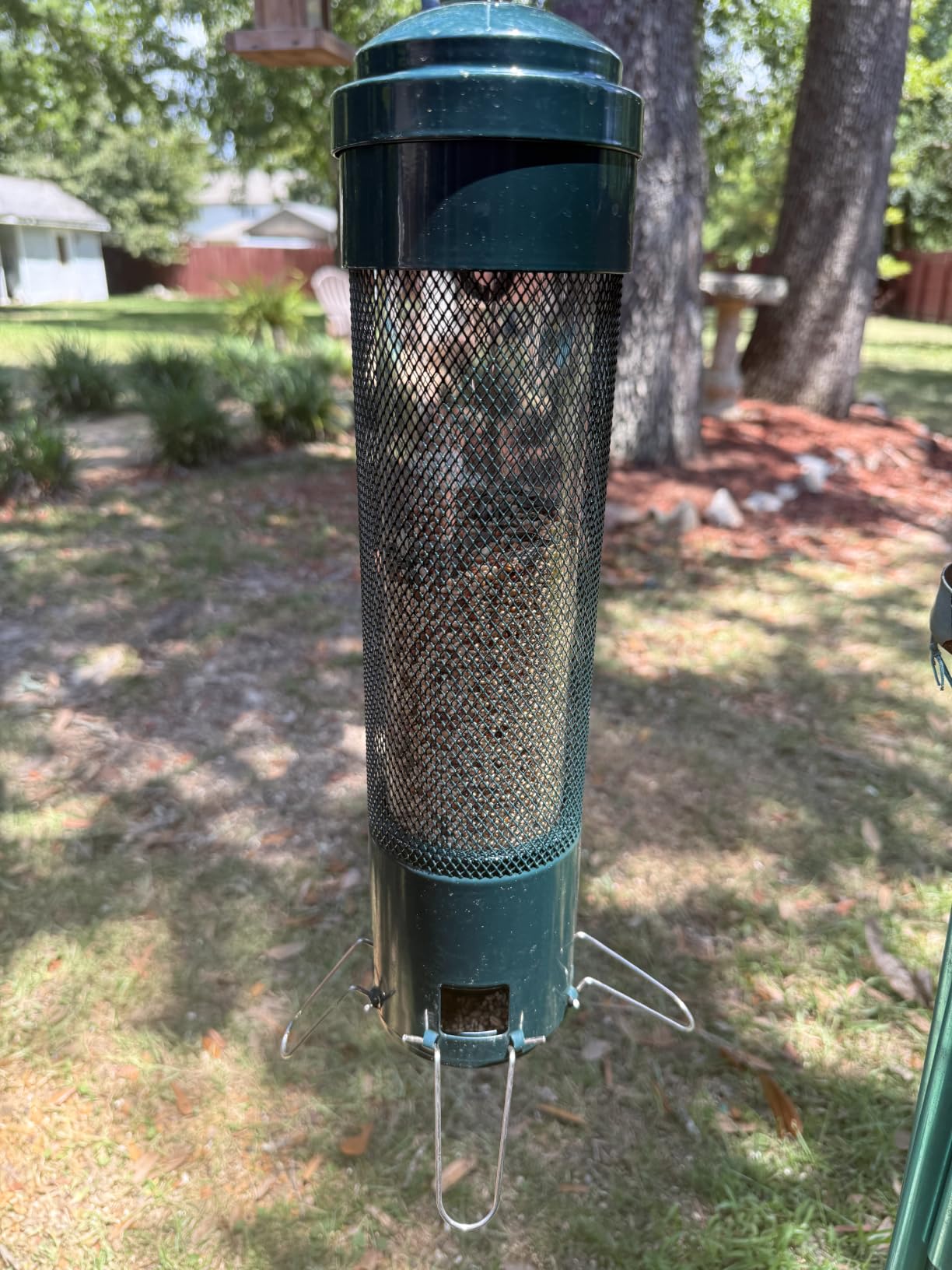 LCSEVEN Bird Feeders for Outdoors Squirrel Proof with Weight-Activated Perches, Hanging Bird Feeder for Outside, Metal Feeder for Wild Cardinal, Finch, Blue Jay, Chickadee, 3LB Seed Capacity, Green customer photo 2