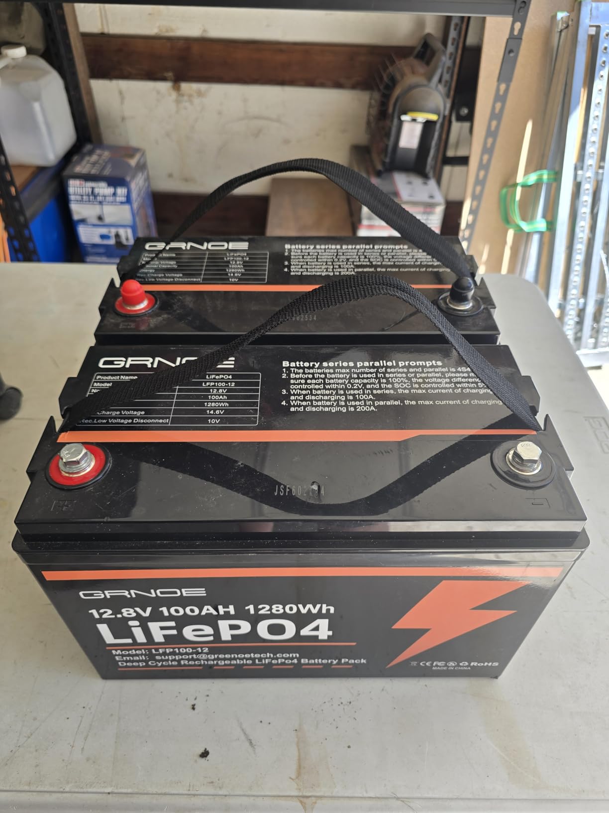 2-Pack 12V 100Ah LiFePO4 Lithium Battery Group 31 Built-in 100A BMS, Low-Temp Protection Up to 15000 Deep Cycles Rechargeable Battery for RV, Marine, Solar System, Van, Trailer, Home Energy Storage customer photo 1