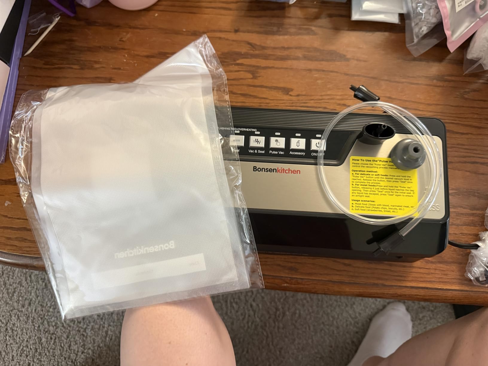 Bonsenkitchen Vacuum Sealer Machine,1 Roll&5 Pre-Cut Bags,Multiple Modes customer photo 1